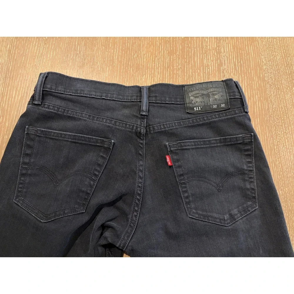 Levi's 511 Men's Slim Fit Jeans 32x32 Black Faded Wash Stretch Denim Pants